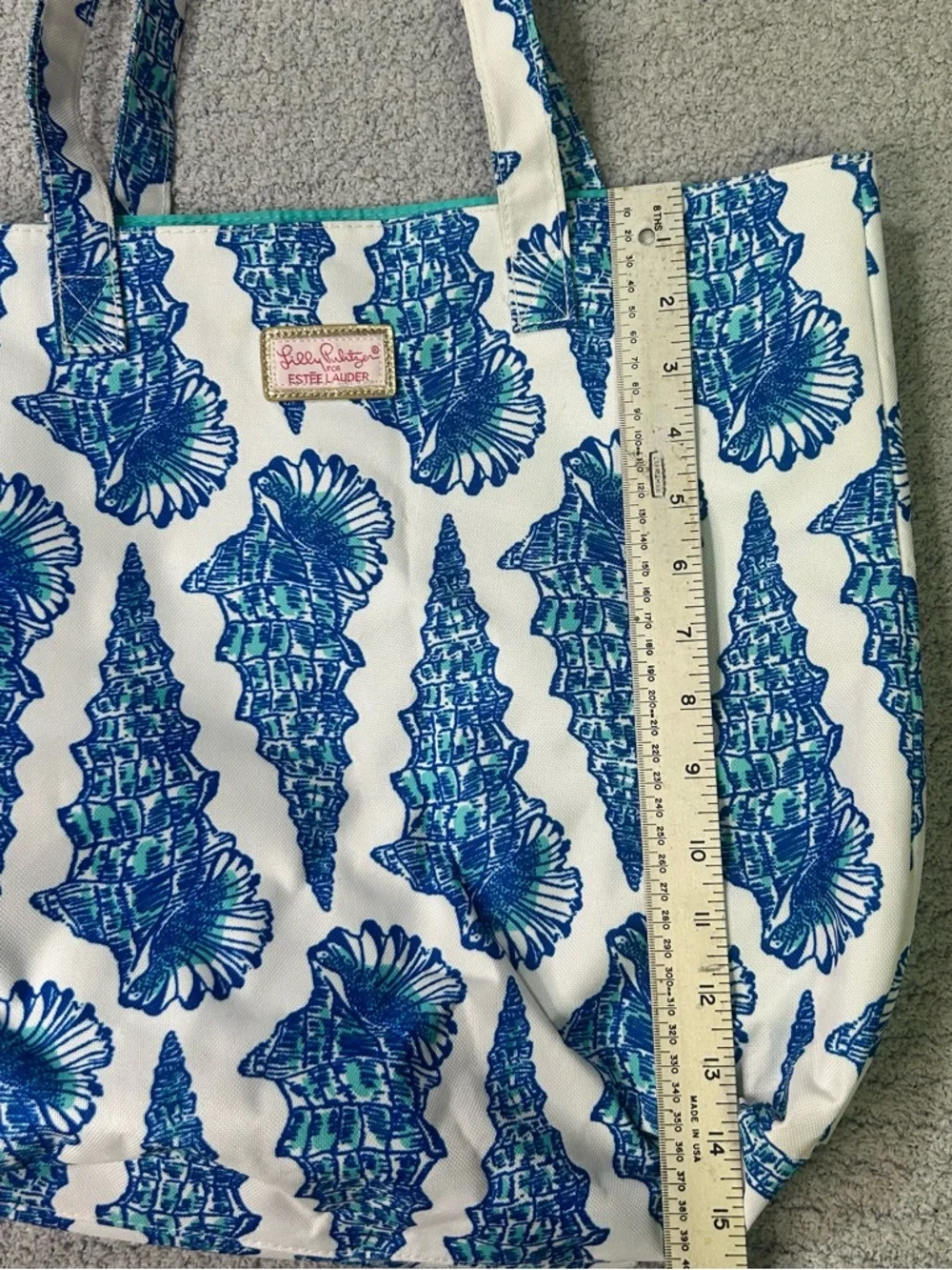 Lilly‎ Pulitzer For Estee Lauder Blue Shell Print Tote Bag Beach Bag Summer